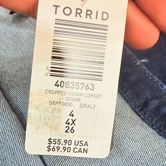Torrid Cropped Denim Corset Top 4X - Picture 11 of 13